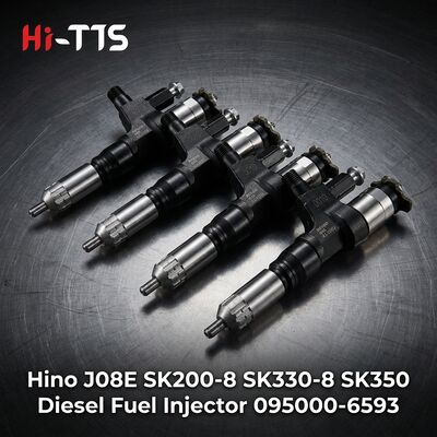 Inyector de combustible 095000-6593 para excavadora de rastreo Hino J08E para motor SK200-8 SK330-8 SK350