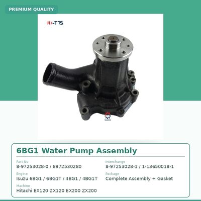 6BG1 Isuzu Motor Pump Water Assembly 8-97253028-0 8972530280 Reemplazo para la excavadora Hitachi EX200 ZX200 EX120 ZX120